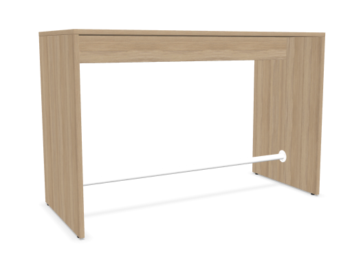 GUERIDON - Hauteur 90 cm - Tables hautes CUBIC. dimensions 160x70xH.90 cm avec barre de repose-pieds. Coloris chêne ambré