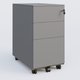Caisson métal slim sur roulettes 3 tiroirs dont 1 DS H60xL30xP52cm/ aluminium