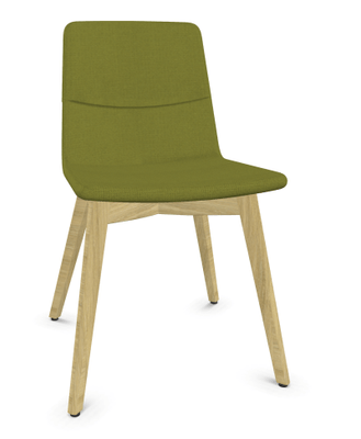 VISITEURS ET FONCTIONNELS - 4 Pieds - MELODY chaise 4 pieds bois. face intérieure tissu STEP vert face extérieure tissu step mélange coloris vert piétement frêne brun