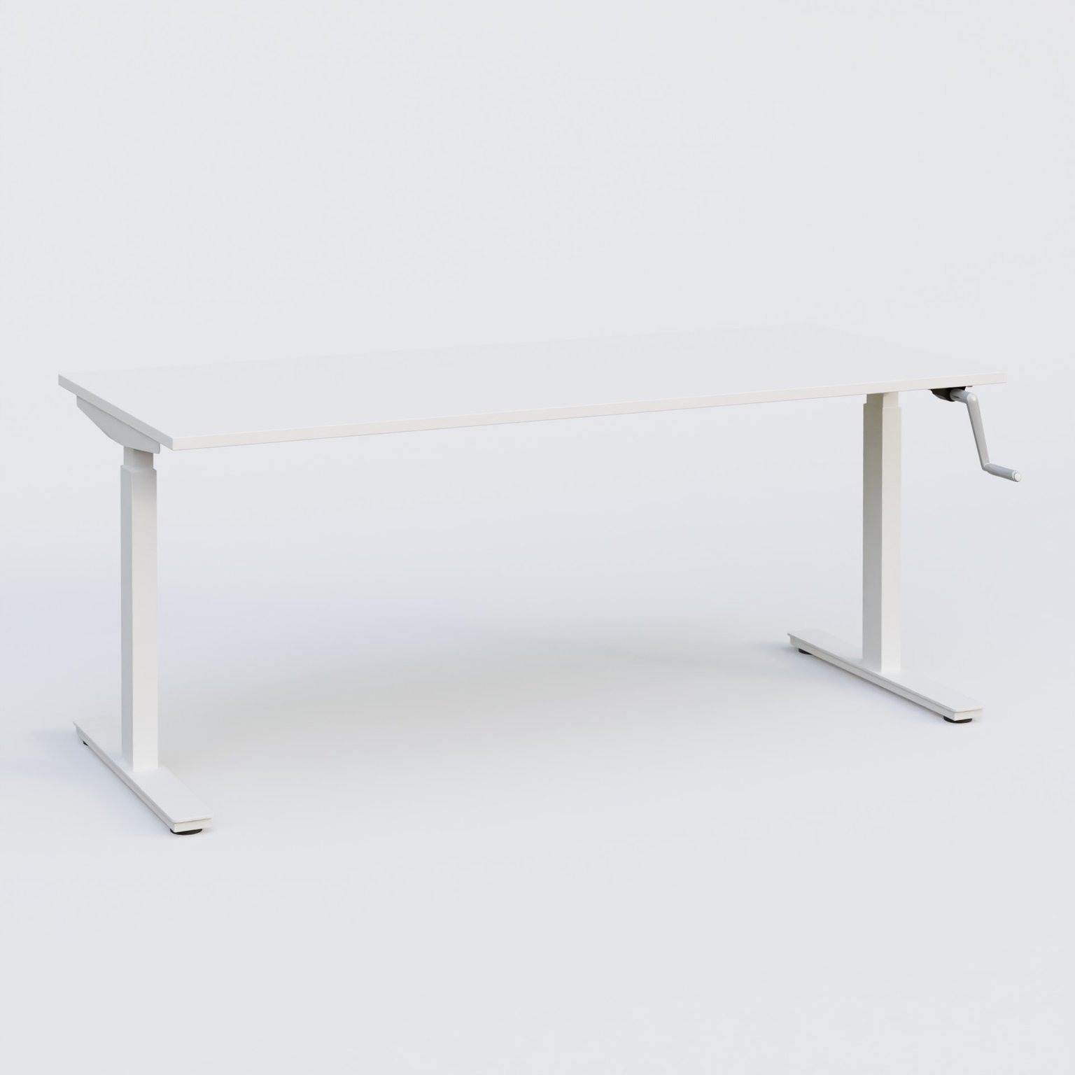 Poste solo 160*70 réglable en hauteur manuel 70-116 cm gamme KPro1. Plateau Blanc et pietement Blanc.