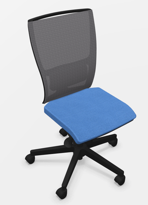 OPERATIVE - Dossier résille - DANDY MANAGER MESH siège mécanique synchrone décalé avec translation d'assise, soutien lombaire réglable, tissu STEP coloris bleu moyen, dos résille noire sur cadre noir, embase noire