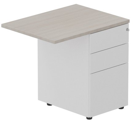Gamme K1 - Extensions - Plans droits - Retour sur caisson métallique, 120x60cm, Acacia/Blanc