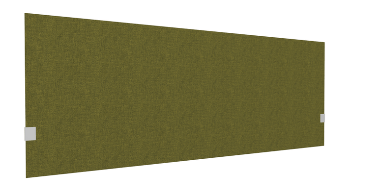 PANNEAUX ECRANS POUR BUREAU DROIT SOLO - Pour bureaux largeur 180 cm - SECRET Panneau-écran acoustique H74cm pour poste solo L.180cm. 2 faces tissu STEP coloris vert chiné. pinces de fixation réglables en hauteur coloris aluminium