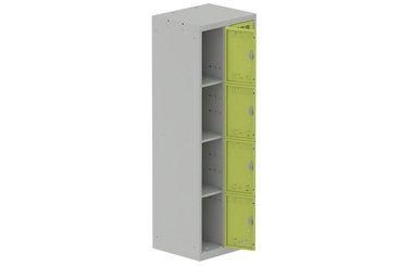 [Pas de famille] - [Pas de sous famille] - Vestiaire multicases 2 colonnes L,30cm 4 cases (fermeture cadenas) H,180xL,60xP,50cm coffre gris clair/portes anis
