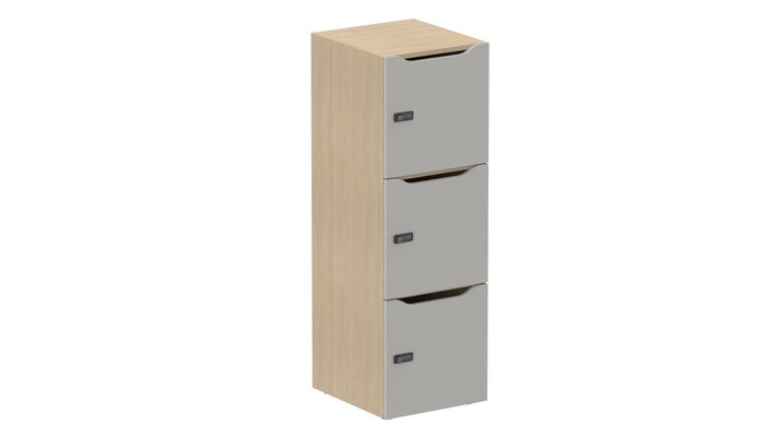 CASIERS - 3 cases - Meuble à cases H.137xL.45xP.50cm - 3 cases H43cm- portes avec découpe en partie haute. serrure à code, corps D1, portes N3