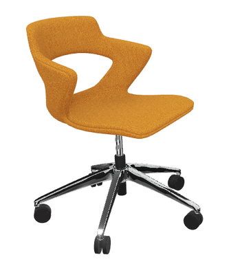FAUTEUILS/POUFS - Sur roulettes - SWEETY Chaise réglable en hauteur,  5 branches sur roulettes en aluminium poli , coque entièrement revêtue de tissu BONDAI coloris jaune