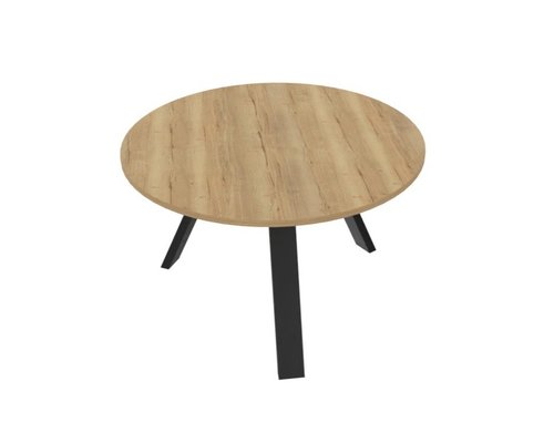 [Pas de famille] - [Pas de sous famille] - X3 Table de réunion diam 120cm. Plateau Chêne naturel et pietement Noir.