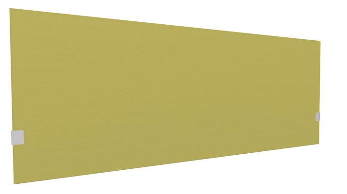 PANNEAUX ECRANS POUR BUREAU DROIT SOLO - Pour bureaux largeur 180 cm - SECRET Panneau-écran acoustique H74cm pour poste solo L.180cm. 2 faces tissu SYNERGY coloris jaune. pinces de fixation réglables en hauteur coloris aluminium