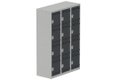 Vestiaire multicases, 3 colonnes L.120cm/12 cases, coffre gris clair/portes anthracite