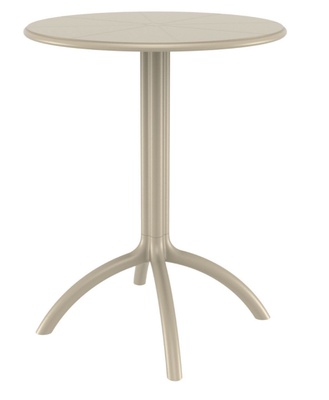 POLYPROPYLENE - TABLES  - PORTO-Table en résine, cadre métallique  -diam 60cm -Finition: plateau taupe /piètement taupe 