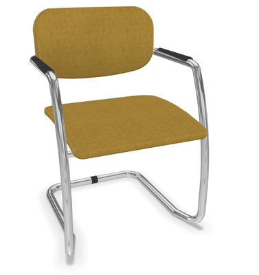 VISITEURS ET FONCTIONNELS - Luge - DIVA fauteuil dos tissu. piétement luge chromé. assise et dossier tissu BERTA coloris moutarde