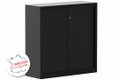 Armoire à rideaux 2P H120XL120XP43 2 Tablettes , coffre noir/rideaux noir