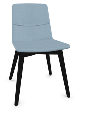 VISITEURS ET FONCTIONNELS - 4 Pieds - MELODY chaise 4 pieds bois. face intérieure tissu STEP bleu face extérieure tissu step mélange coloris bleu piétement noir