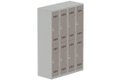 Vestiaire multicases 4 colonnes L,30cm 2 cases (fermeture cadenas) H,180xL,120xP,50cm coffre gris clair/portes basalte