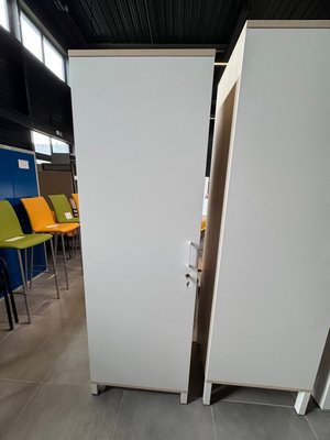 DESTOCKAGE - Rangements - Vestiraire + rangement mélaminé blanc , dimensions LxPxH : 64,5 x 50 x 200 cm