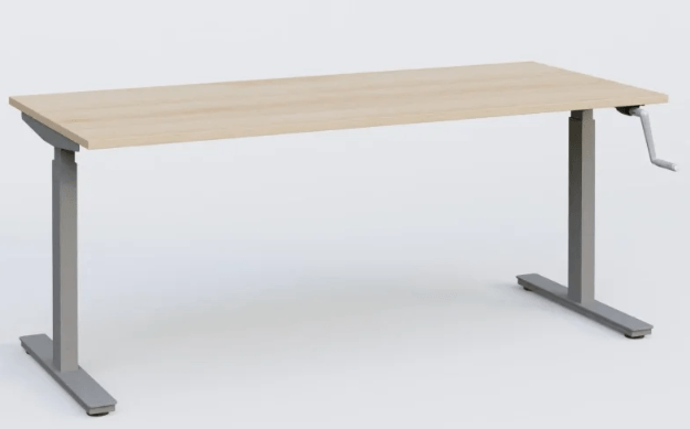 [Pas de famille] - [Pas de sous famille] - Table assis debout plateau Hêtre 180x80 réglage par manivelle de 62 à97cm / plateau hêtre structure aluminium