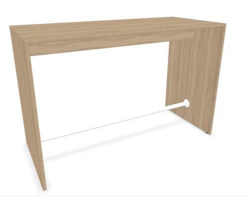 GUERIDON - Hauteur 110 cm - Tables hautes CUBIC. dimensions 160x70xH.105 m avec barre de repose-pieds. Coloris chêne ambré