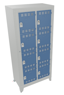 [Pas de famille] - [Pas de sous famille] - VESTIAIRE VISITABLE 4 CASES 2 COLONNES HT164,1 CORPS PERLE / PORTES BLEUES  SER.CADENASSABLE