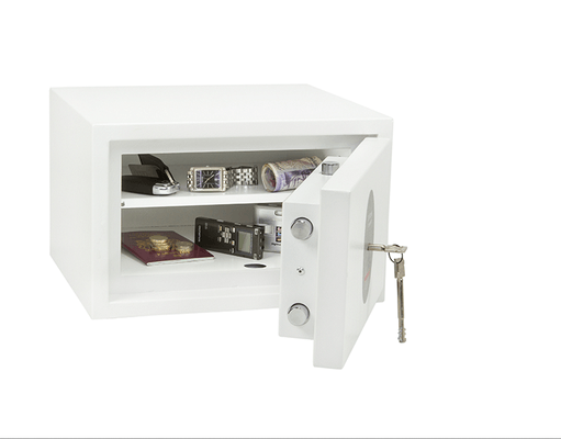 COFFRES-FORTS - Coffres de sécurité - Coffre-fort haute sécurité L.30xP.35xH.22cm - 7 Litres / 15kg - serrure à clé, 1 tablette, coloris blanc