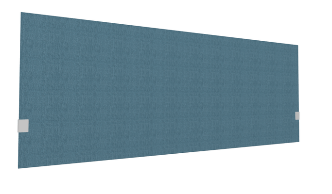 PANNEAUX ECRANS POUR BUREAU DROIT SOLO - Pour bureaux largeur 180 cm - SECRET Panneau-écran acoustique H74cm pour poste solo L.180cm. 2 faces tissu BERTA coloris bleu. pinces de fixation réglables en hauteur coloris aluminium