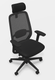 Fauteuil de Travail ERGOVIE avec tétiere réglable,Haut dossier avec support lombaire luxe réglable en hauteur, assise réglable en profondeur, mécanisque synchrone,assise régable en profondeur avec accotoirs 4D resille Noir et tissu Noir
