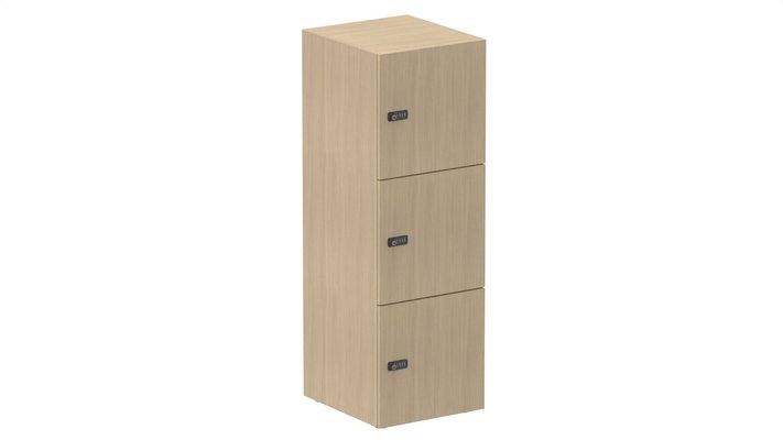 CASIERS - 3 cases - Meuble à cases H.137xL.45xP.50cm - 3 cases H43cm. portes pleine. serrure à code