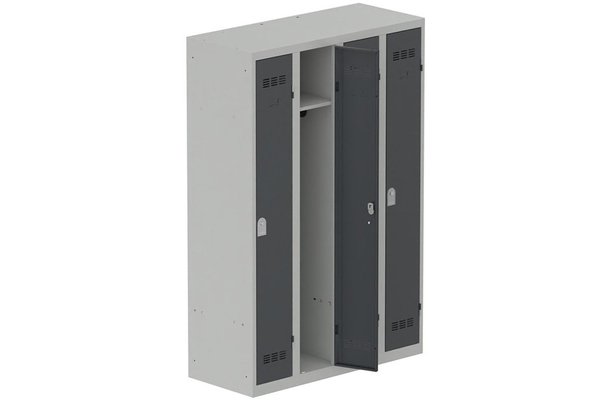 VESTIAIRES MONOBLOC CONFORT - Industrie propre - Vestiaire industrie propre 4 portes (serrure 2 clés) Coffre gris clair/ porte(s) anthracite