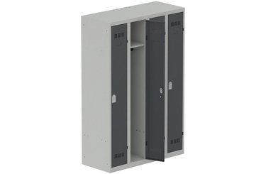 VESTIAIRES MONOBLOC CONFORT - Industrie propre - Vestiaire industrie propre 4 portes (serrure 2 clés) Coffre gris clair/ porte(s) anthracite