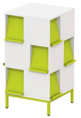 SCOLAIRE - Se Documenter - Tour à périodiques 12 portes époxy - L72xP72xH125 cm