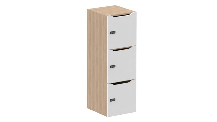 CASIERS - 3 cases - Meuble à cases H.137xL.45xP.50cm - 3 cases H43cm. portes avec découpe en partie haute. serrure à code