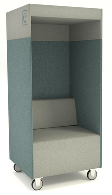 ALCOVE ACOUSTIQUE - Phones Boxes - Phonebox acoustique permet de passer les appels sans gêner les autres, coloris bleu clair et gris clair 