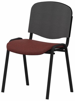 VISITEURS ET FONCTIONNELS - 4 Pieds - Joker Mesh - Chaise piétement 4 pieds laqué noir (A).Assise tissu et dossier résille Step Rouge (SMD)
