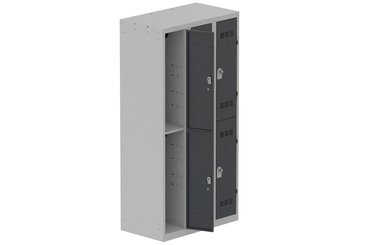 VESTIAIRES MULTICASES - 3 Colonnes - Vestiaire multicases, 3 colonnes L.90 cm/6 cases, coffre gris clair/portes anthracite