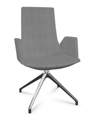 DIRECTION - Visiteurs - KI fauteuil de conférence haut dossier. piétement 4 branches en aluminium poli