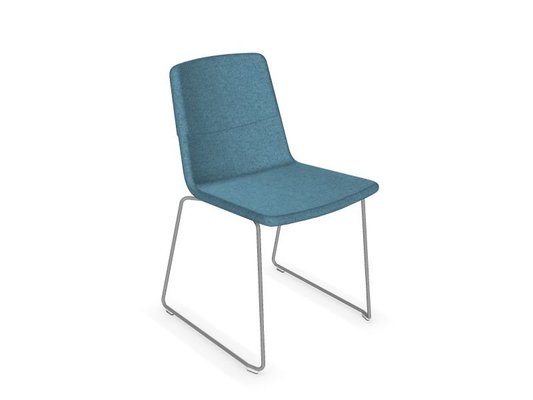 CHAISES ET TABOURETS - Pour tables standards, ht 75 cm, piétement 4 pieds - MELODY chaise luge, piètement alu, assise Velito bleu GT9