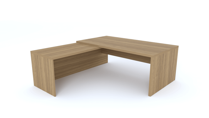 Gamme X5 - Tables de Bureau avec retour - X5- Plan Manager 180x90cm avec retour mur aligné (encombrement 180x200cm)  -Finitions = Plateaux: Noyer / Piètement : Noyer
