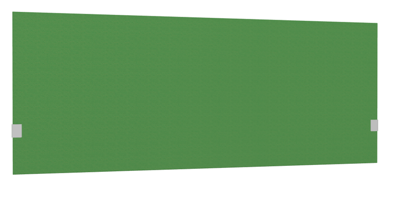 PANNEAUX ECRANS POUR BUREAU DROIT SOLO - Pour bureaux largeur 180 cm - SECRET Panneau-écran acoustique H74cm pour poste solo L.180cm. 2 faces tissu SYNERGY coloris vert. pinces de fixation réglables en hauteur coloris aluminium