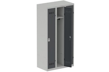 VESTIAIRES MONOBLOC CONFORT - Industrie propre - Vestiaire industrie propre 3 portes (fermeture cadenas) H180xL90xP50cm coffre gris clair/ porte(s) anthracite
