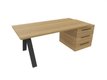 X3 Plan Manager 180x90cm + caisson XXL débordant (encombrement 206x90cm). Plateau, caisson Noyer et pietement Noir.