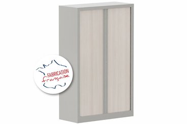 ARMOIRES A RIDEAUX - Largeur 100 cm / Hauteur 160 cm - Armoire à rideaux H160xL100cm 3 tablettes coffre aluminium/rideaux acacia - sur délai