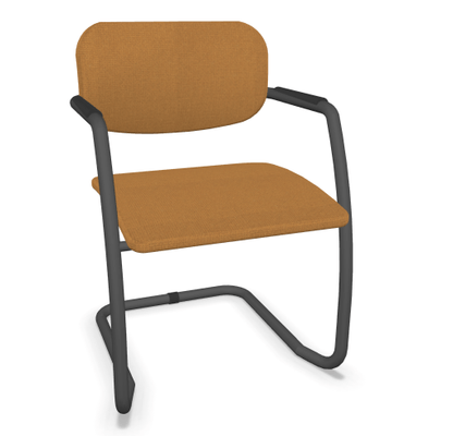 VISITEURS ET FONCTIONNELS - Luge - DIVA fauteuil dos tissu. piétement luge laqué noir assise et dossier tissu STEP coloris jaune