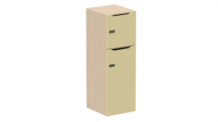 CASIERS - 2 cases - Meuble à cases H.137xL.45xP.50cm - 2 cases : 1 x H86cm (en bas) + 1 x H43cm. portes avec découpe en partie haute. serrure à code