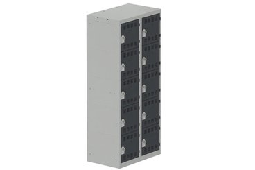 VESTIAIRES MULTICASES - 2 Colonnes - Vestiaire multicases, 2 colonnes L.80cm/10 cases, coffre gris clair/portes anthracite