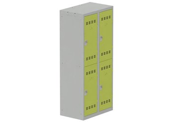 [Pas de famille] - [Pas de sous famille] - Vestiaire multicases 2 colonnes L,40cm 2 cases (fermeture cadenas) H,180xL,80xP,50cm coffre gris clair/portes anis