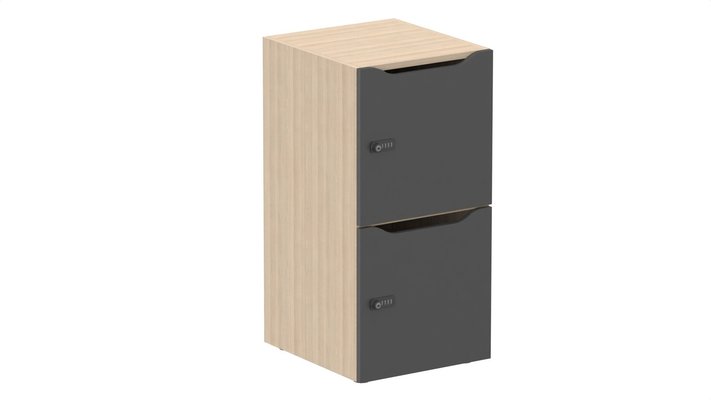 CASIERS - 2 cases - Meuble à cases H.92xL.45xP.50cm - 2 cases H43cm. portes avec découpe en partie haute. serrure à code