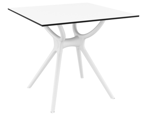 POLYPROPYLENE - TABLES  - IBIZA-Table plateau stratifiè compact ép.12mm, piètement en polypropylène renforcè en fibre de verre ,80x80cm-Finition:plateau Blanc/piètement Blanc(BLBL)