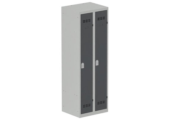 VESTIAIRES MONOBLOC CONFORT - Industrie propre - Vestiaire industrie propre 2 portes (serrure 2 clés) H180xL60xP50cm coffre gris clair/ porte(s) anthracite