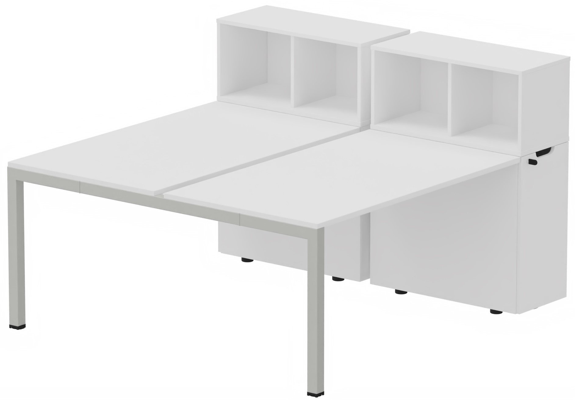 K3 Bench départ avec niche sur rangement personnel 156x80cm encombrement 156x165cm, plateau blanc, structure aluminium
