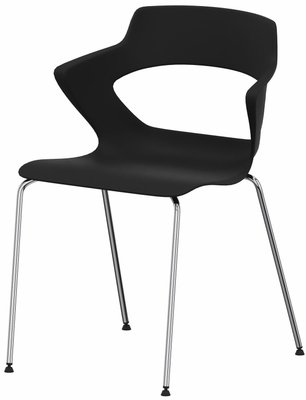 VISITEURS ET FONCTIONNELS - 4 Pieds - SWEETY Chaise 4 pieds tube. coque polypropylène coloris noir. piétement chrome