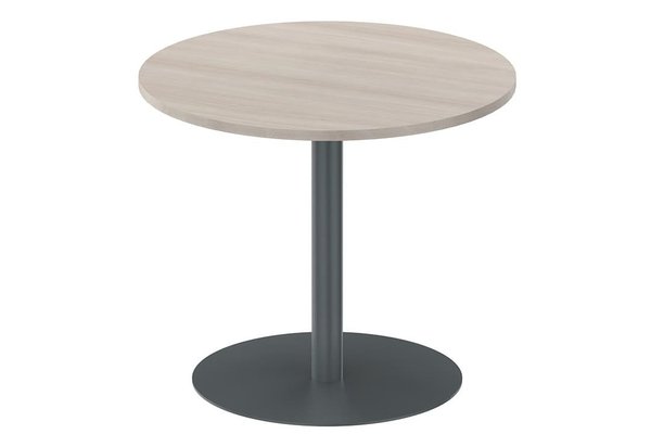 TABLES DE REUNION - Ronde - Table ronde diamètre 90cm sur pied colonne acacia/ANTHRACITE